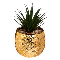 Plante artificielle et pot céramique ananas H 21cm