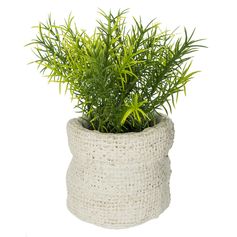 Plante artificielle et pot sac ciment H 14cm