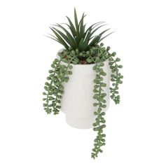 Plante artificielle pot ciment visage H 25cm