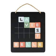 Plaque décorative ardoise et corde LA VIE EST BELLE 17x20cm