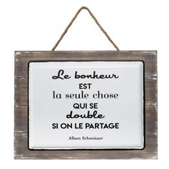 Plaque décorative murale bois et céramique citation 30.5x40cm