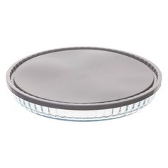 Plat à tarte en verre avec couvercle D 27cm