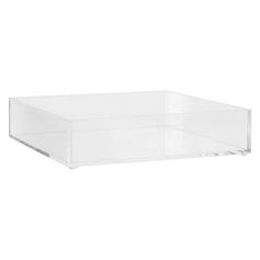 Plateau de rangement maquillage plastique transparent carré 20x20cm