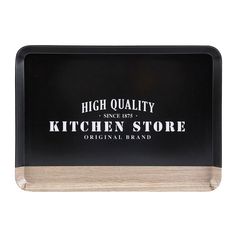 Plateau FACTORY imprimé noir et bois mélamine 30x22cm