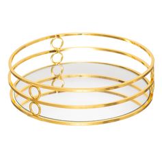 Plateau rond miroir effet or D 20cm