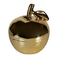 Pomme déco céramique dorée D 11x12.5cm