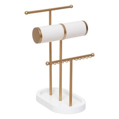 Porte bijoux métal doré et blanc 31x20x20cm