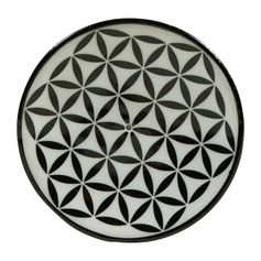 Porte-encens rond bicolore à motifs noir et blanc