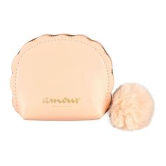 Porte monnaie rose à pompon 4x10x4cm