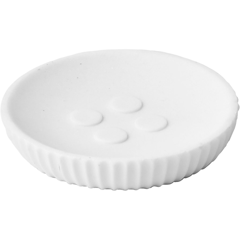 Porte savon rond polyrésine strié blanc D 10cm
