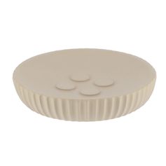 Porte savon rond polyrésine strié taupe 11x2.4cm