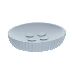 Porte-savon rond strié polyrésine bleu 11x2.4x11cm