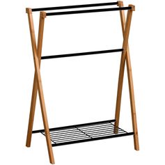 Porte serviette à trois barres rectangulaire noir bois 60.5x86x37cm