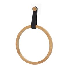 Porte serviette anneau bambou adhésif noir EASY CHIC 21x29x4cm