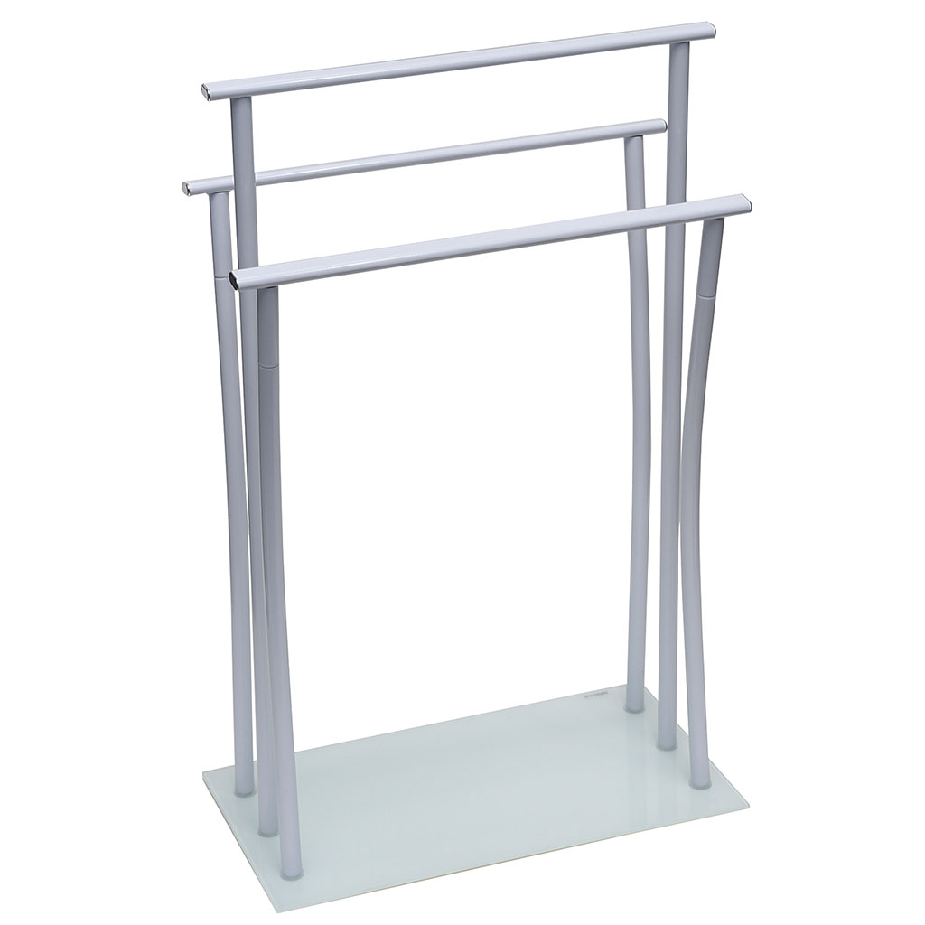 Porte serviette sur pied métal 3 barres blanc 48x75x26cm Centrakor