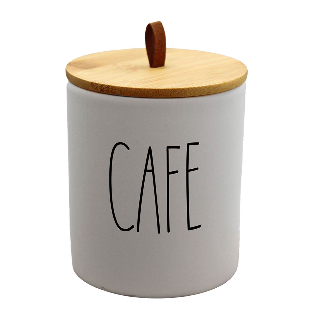 Pot à café céramique et couvercle bambou blanc D 9.6x13cm Centrakor