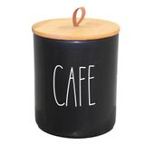 Pot à café céramique et couvercle bambou noir D 9.6x13cm