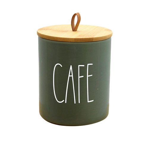 Relaxdays boîte à café en bambou, avec couvercle, Pot intérieur