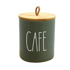 Pot à café céramique et couvercle bambou vert D 9.6x13cm