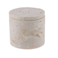 Pot à coton effet travertin polyrésine 9x9x8.2cm