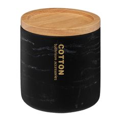 Pot à coton LEA effet marbre noir 9.8x10.9cm