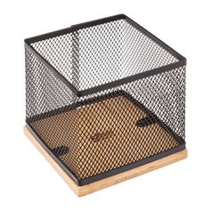 Pot à crayons bambou métal noir 10x10x10cm