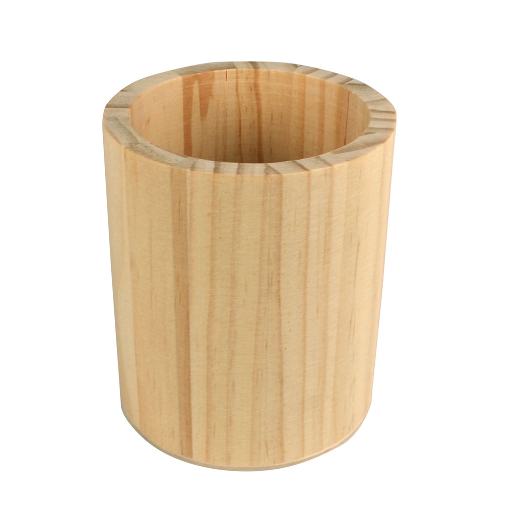 Pot à crayons carré en bois
