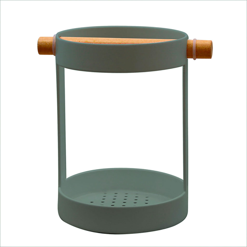 Pot à ustensile métal et bois noir 13x14x10cm Centrakor