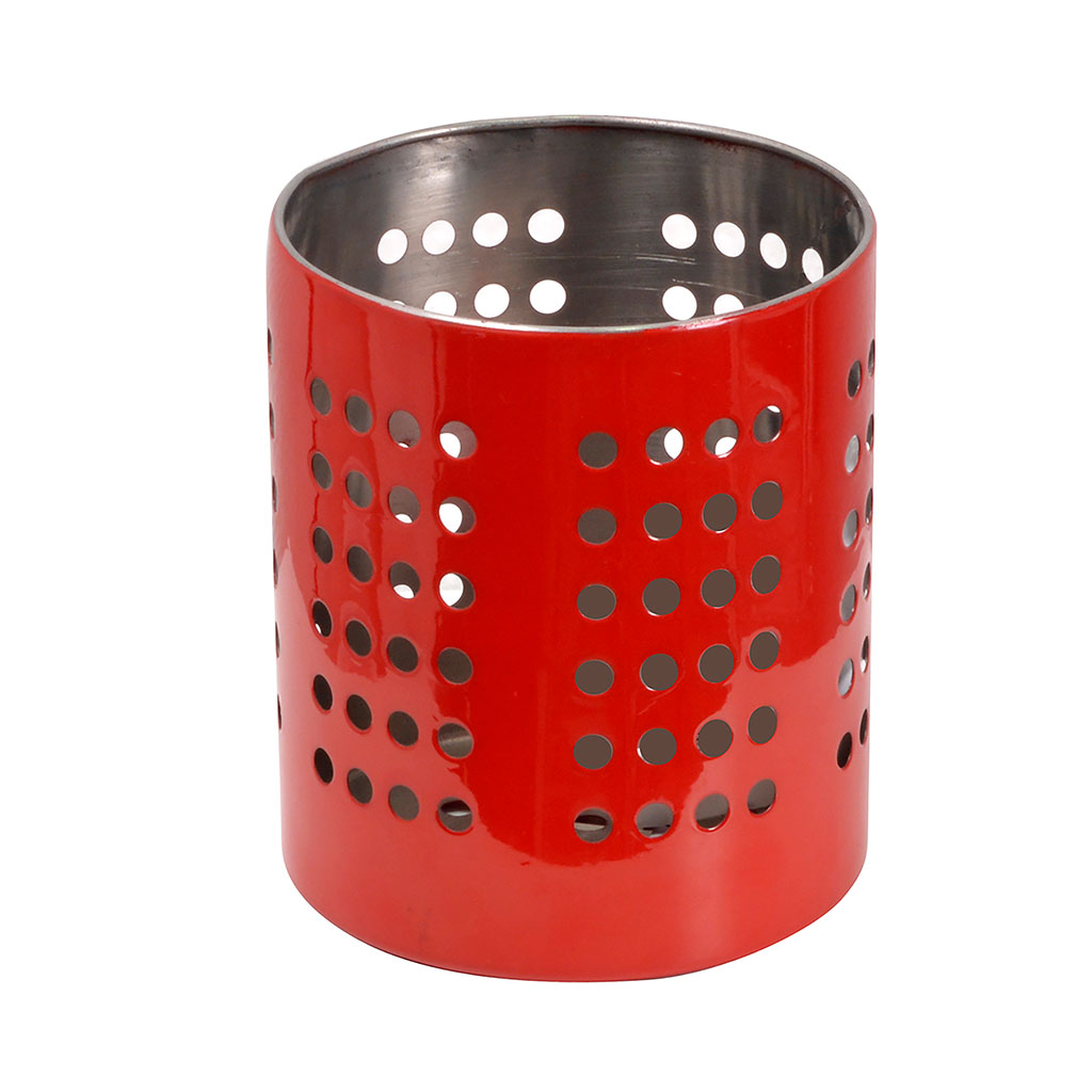 Pot à ustensiles rond inox rouge D 11.5x13.5cm - Centrakor
