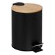 Poubelle à pédale métal bois noire 3L
