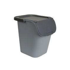 Poubelle de tri ovale TRIHOME gris béton 40L