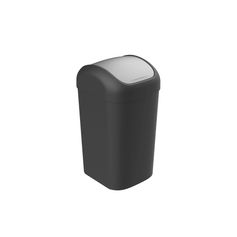 Poubelle rectangulaire avec couvercle à bascule 50L gris et noir