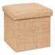 Pouf coffre de rangement carré effet toile de jute 31x31cm