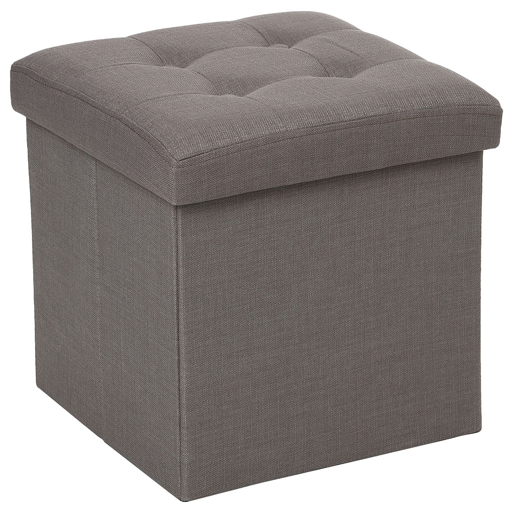 Pouf de rangement polyester gris 38x38cm Centrakor