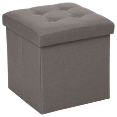Pouf de rangement polyester gris 38x38cm