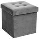 Pouf de rangement velours gris 38x38cm