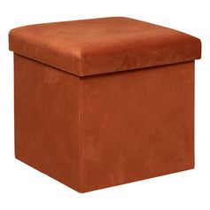 Pouf de rangement pliable velours ambre 38x38cm