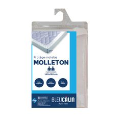 Protège matelas coton molleton AURELIE anti-acariens 140x190cm - BLEU CALIN