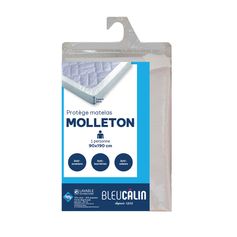 Protège matelas coton molleton AURELIE anti-acariens 90x190cm - BLEU CALIN