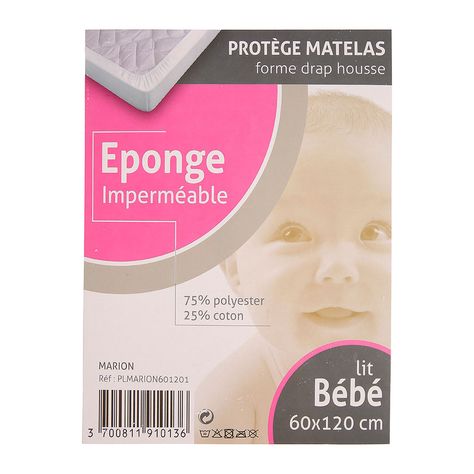 Protège matelas polycoton lit bébé éponge imperméable 60x120cm - Centrakor