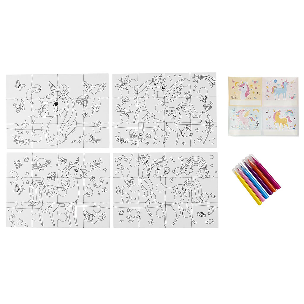 Puzzle à colorier et 6 feutres