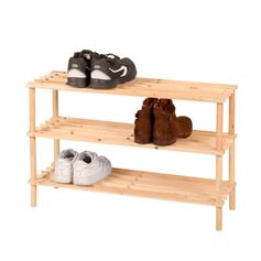 Range-chaussures 3 niveaux bois clair 73x48x26cm