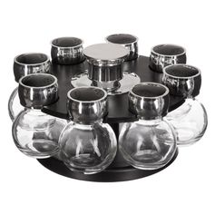 Range épices rotatif 8 pots verre D 21cm H 12.5cm