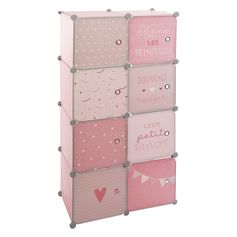 Rangement enfant penderie rose 8 cases 64x124x31.5cm