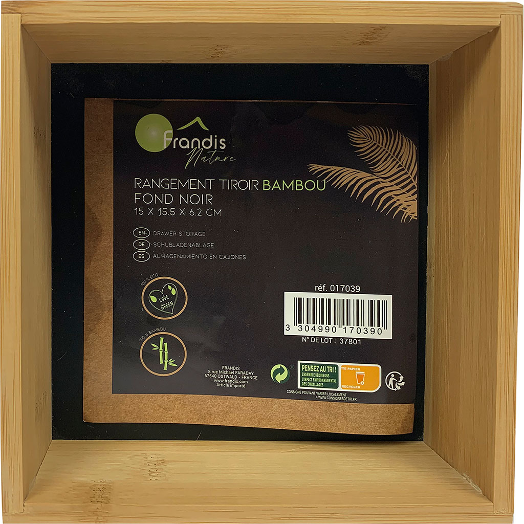 Rainsworth organisateur tiroir empilable en bambou – l, m, s boîte