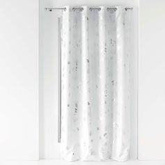 Rideau à œillets polyester BLOOMY blanc et argent 140x260cm