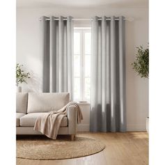 Rideau à œillets polyester gris 140x260cm