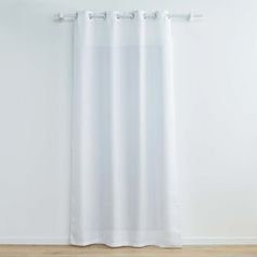 Rideau à œillets ZELINE blanc polyester et fil métallisé 140x260cm