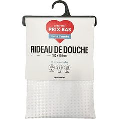 Rideau de douche avec anneaux 180x200cm