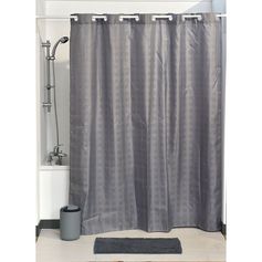 Rideau de douche motif carré gris 180x200cm